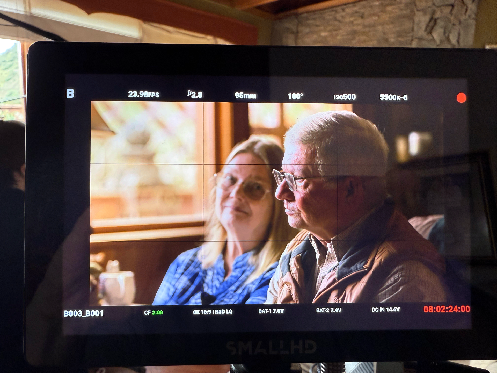 Interview framed in the director's monitor